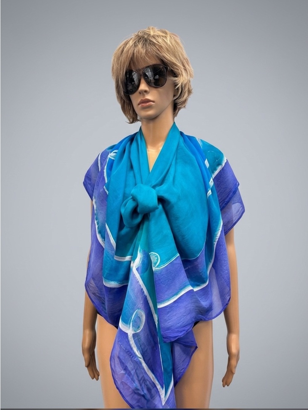 Gottex Designer Ombré Sarong Wrap – Cobalt & Turquoise